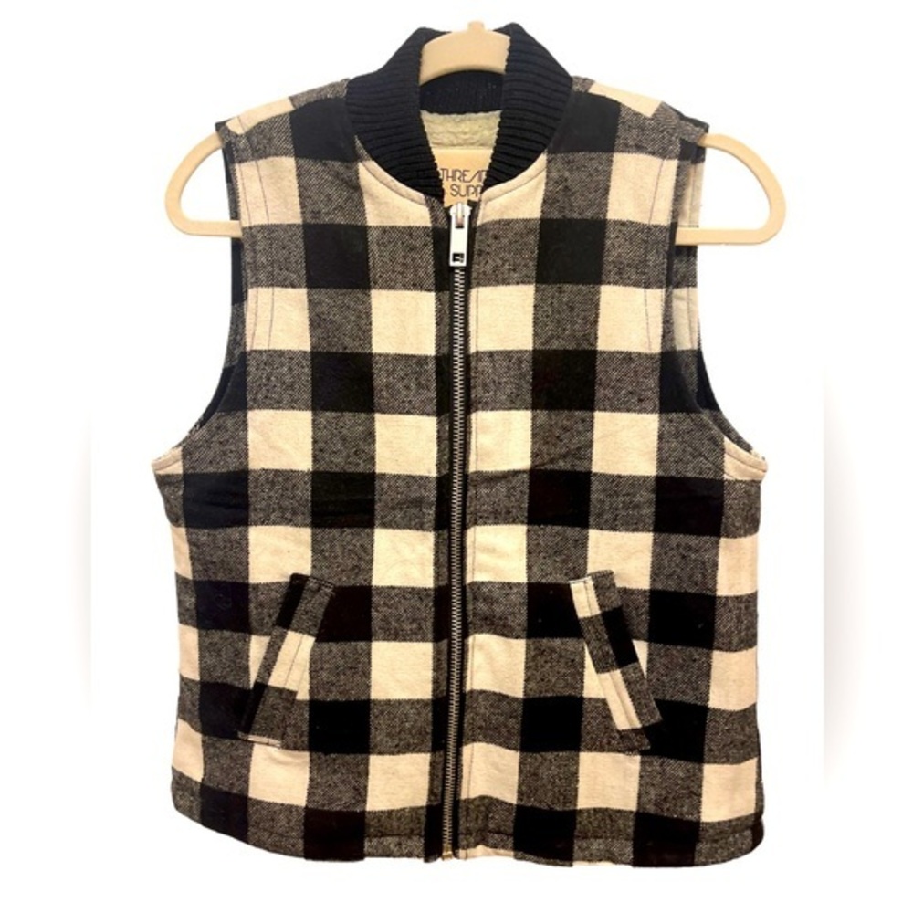 Thread & Supply Black and White Checkered Vest Size S